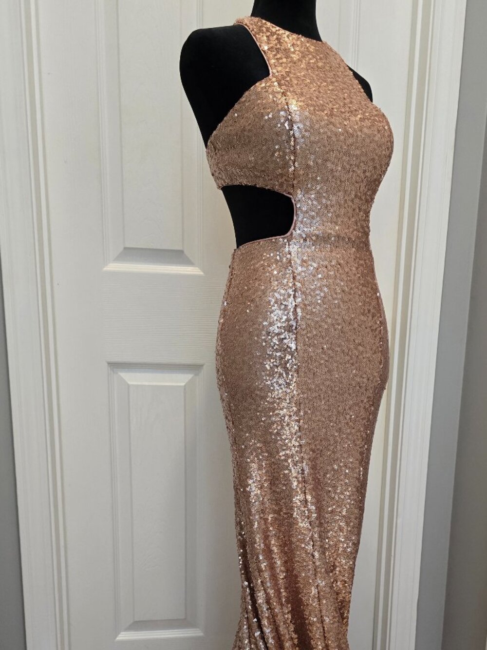 Tiffany Designs Rose Gold Sequins Gown Size 0
